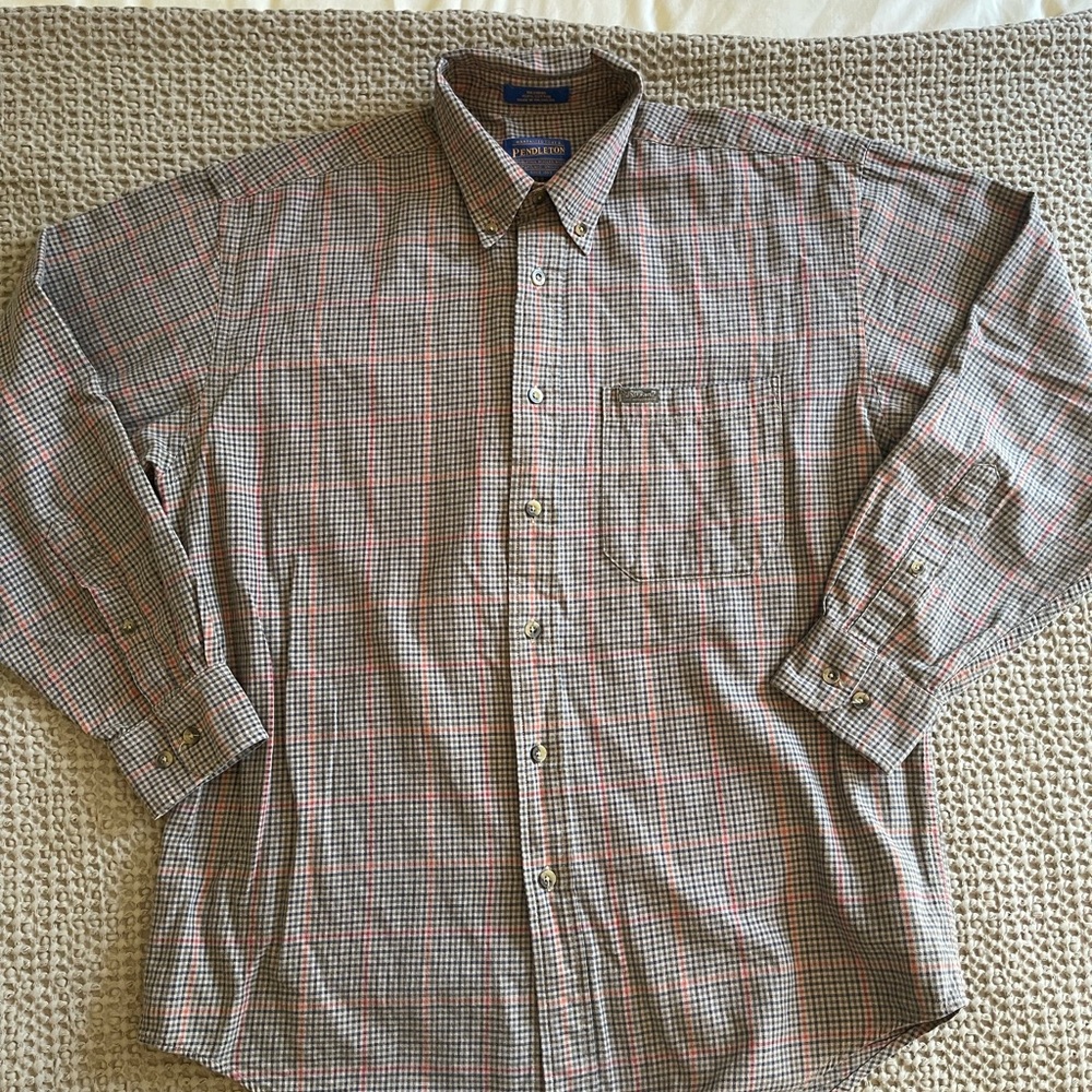 Pendleton 100% Cotton Plaid Checkered Button-Down Shirt